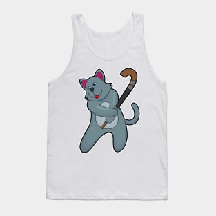 Cat at Hockey with Hockey stick Tank Top